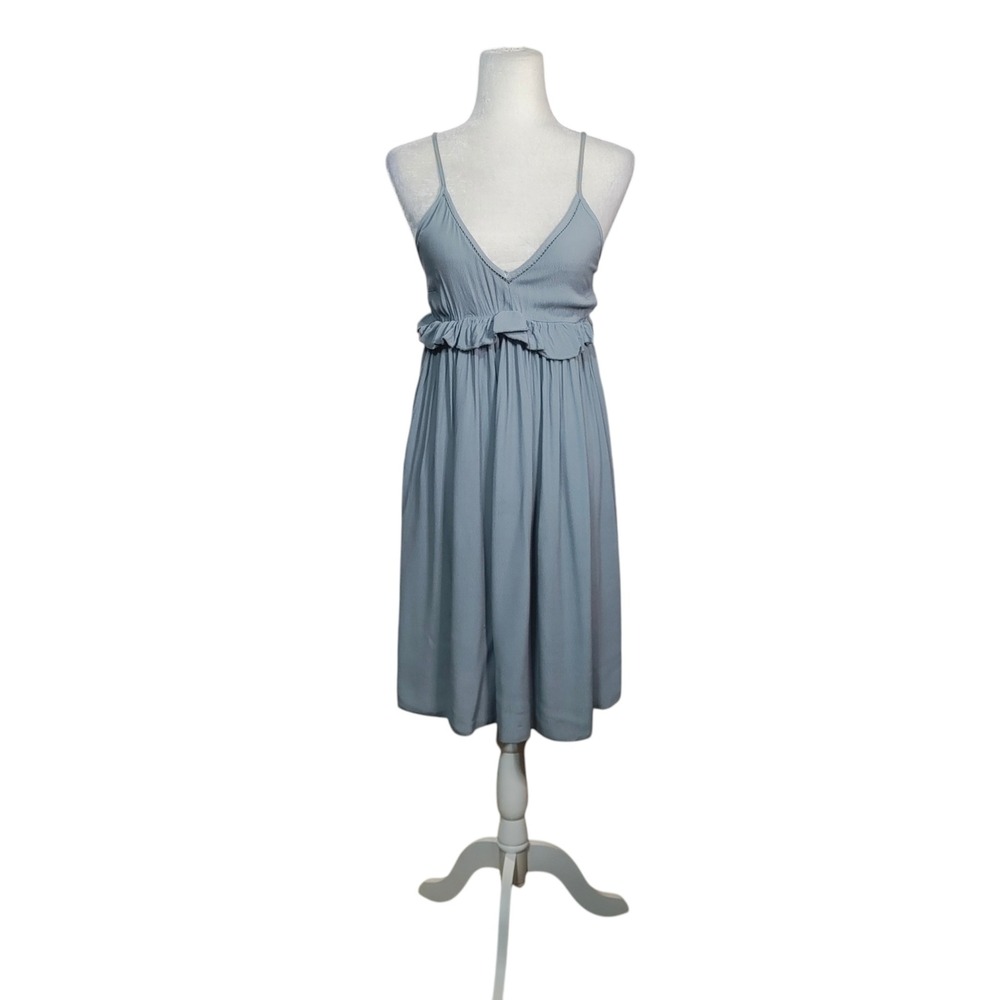 Aquavita Bambina Blue Dress Viscose Ruffle Empire Waist Made in Italy L/XL‎ FLAW